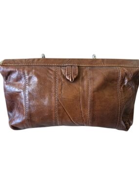 MCI Vintage Brown Leather Clutch Boho Hippie Classic 70's Vibe Casual Distresed